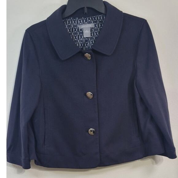 Anne Klein Blazer Womens Size 12 Navy Corpcore Office Attire Preppy Classiccore - Picture 1 of 7
